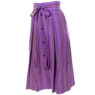 1970s Purple Cotton Striped Vintage YSL Skirt