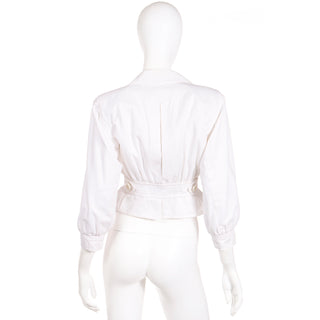 Vintage 1986 Yves Saint Laurent White Cropped Cargo Style Jacket