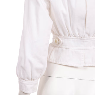 1986 Yves Saint Laurent White Cotton Cropped Cargo Style Jacket YSL 