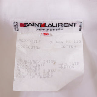 1980s YSL 1986 Yves Saint Laurent White Cropped Cargo Style Jacket