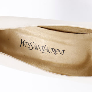 YSL Yves Saint Laurent Shoes Heels Pumps Ivory Leather