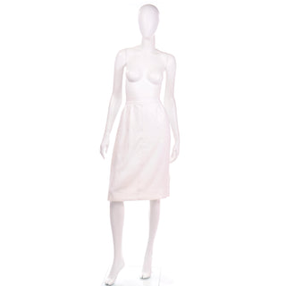 YSL Vintage Yves Saint Laurent White Linen Pencil Skirt lined