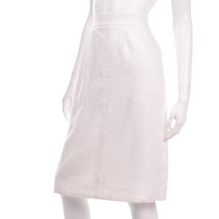 YSL Vintage Yves Saint Laurent White Linen Pencil Skirt 8