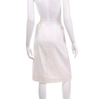 YSL Vintage Yves Saint Laurent White Linen Pencil Skirt fully lined