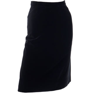 1980s Yves Saint Laurent Black Velvet YSL Rive Gauche Skirt