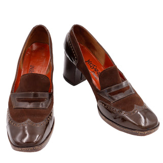 1970s YSL Yves Saint Laurent Patent Toe Heeled Loafers