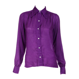 1970s Yves Saint Laurent Purple Cashmere & Silk Vintage Blouse
