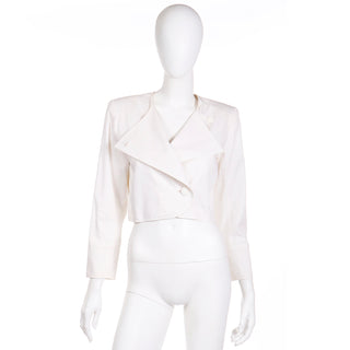 1980s YSL Cropped White Cotton Jacket