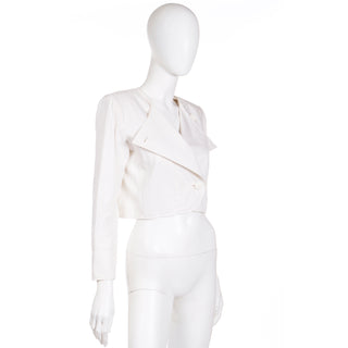 1980s Yves Saint Laurent White Cotton Cropped Jacket