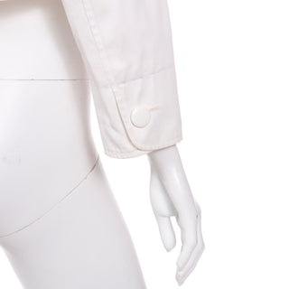 1980s Yves Saint Laurent White Cotton Jacket w/ Button Closure