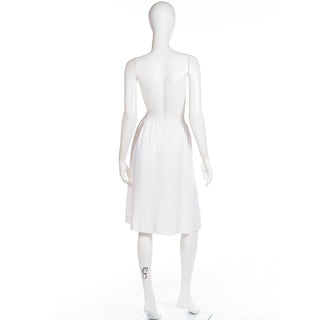 1980s Yves Saint Laurent White Linen Button Front Skirt Size 26 Waist