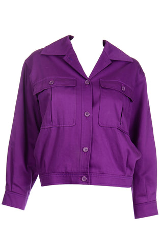 YSL Yves Saint Laurent Purple Cropped Jacket
