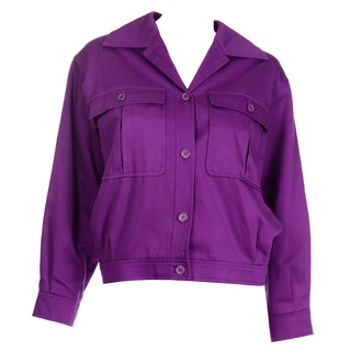 Vintage YSL Yves Saint Laurent Purple Cropped Jacket Button Front