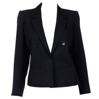 1980s Yves Saint Laurent Vintage Black Wool Cropped Jacket France