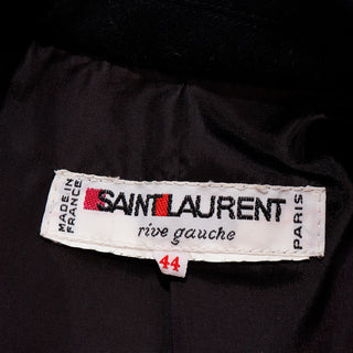 1980s Yves Saint Laurent Vintage Black Wool Cropped Jacket Made in France