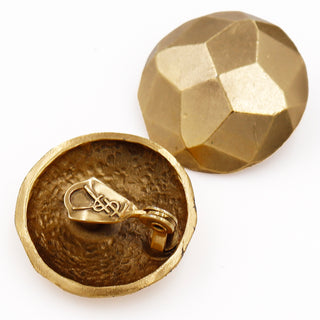 1980s Yves Saint Laurent Gold Geometric Textured Clip Earrings YSL