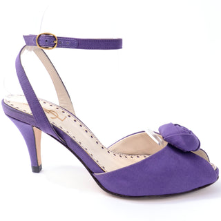 Yves Saint Laurent Purple Ankle Strap Heels With Peep Toe