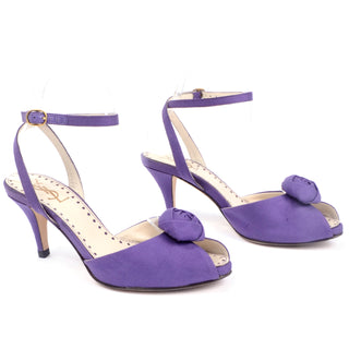 Yves Saint Laurent Purple Ankle Strap Heels With Peep Toe