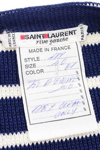 Vintage Yves Saint Laurent Navy Blue & White Striped Cotton Jacket Top Rive Gauche