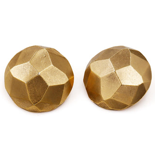 1980s Yves Saint Laurent Gold Geometric Textured Clip Earrings crosses