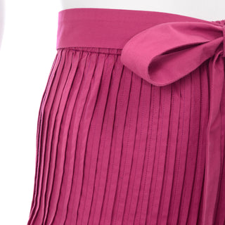 YSL Vintage Fuschia Pink Cotton Skirt w/ Sash Belt
