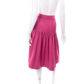 1970s YSL Pink Skirt w/ Pleats Size 6/8