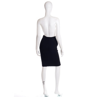 1990s Yves Saint Laurent Black Textured Wool & Silk Pencil Skirt YSL