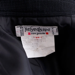 1990s Yves Saint Laurent Black Textured Wool & Silk Pencil Skirt Size 34