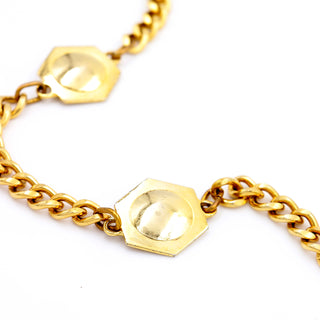 1980s Yves Saint Laurent Gold Plated Medallion Chunky Curb Chain Necklace YSL jewelry