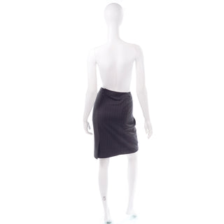 Yves Saint Laurent 1990s Vintage Navy Blue Pinstripe Skirt