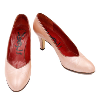 1980s Yves Saint Laurent Pale Mauve Pink Shoes 7.5M