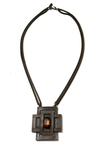 Vintage YSL Bronze Cross Necklace1980s Yves Saint Laurent Oil Rubbed Bronze Cross Necklace W Amber Crystal