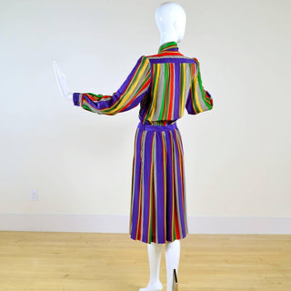 Vintage striped YSL dress documented 1982