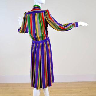 Vintage 1980s Yves Saint Laurent striped silk day dress