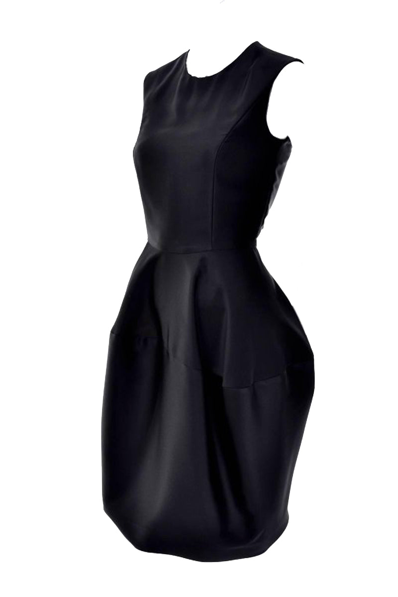 F/W 2008 YSL Yves Saint Laurent Black Satin Dress w/ Balloon Skirt F/W 2008 YSL Yves Saint Laurent Black Satin Dress w/ Balloon Skirt