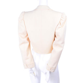 1970s Yves Saint Laurent Cream Open Front Cropped Jacket