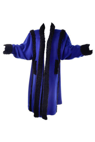80s YSL Rive Gauche Oversized Blue Wool Vintage Long Coat