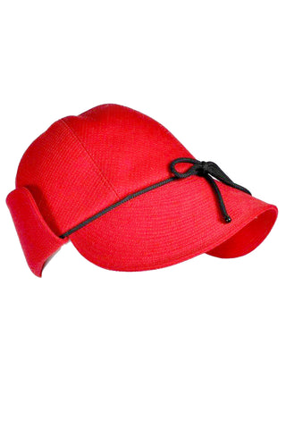 Yves Saint Laurent Vintage Red Flap Hat Rain Hat 