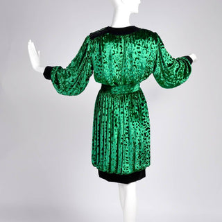 YSL green velvet evening ensemble dress