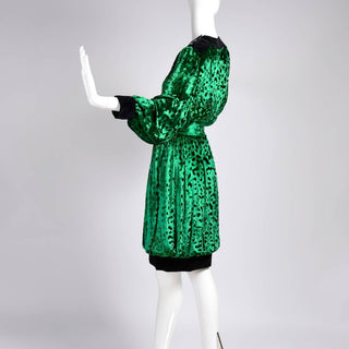 Yves Saint Laurent green velvet two piece dress
