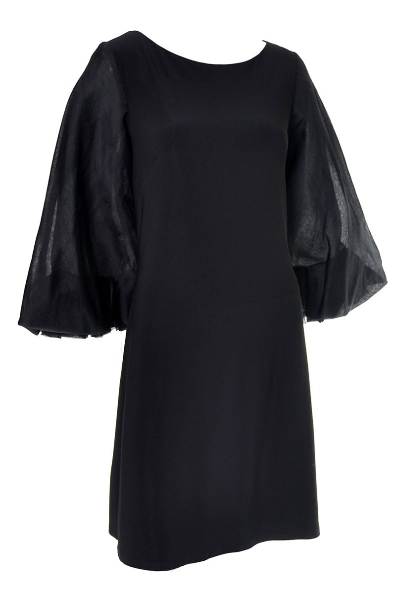 1990s ABS Vintage Little Black Dress Statement Sleeves Medium