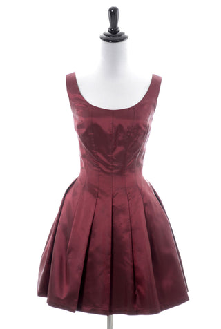 Vintage ABS iridescent oxblood red satin party dress mini SOLD - Dressing Vintage
