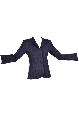 Alexander McQueen grey and purple plaid jacket