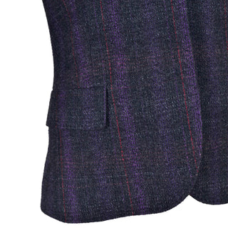 Alexander McQueen Purple Charcoal Gray Plaid Wool Blazer Jacket