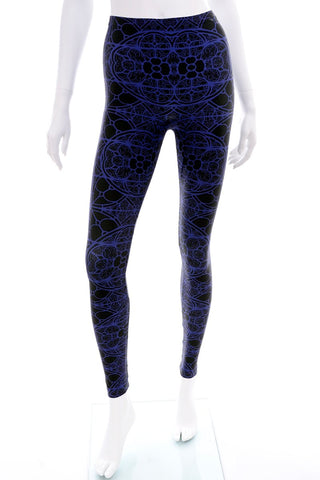Sarah Burton Alexander McQueen blue & black abstract leggings