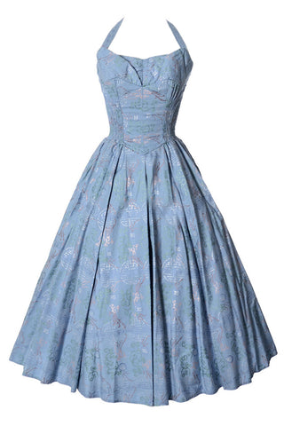 Alfred Shaheen Vintage Hand Painted Halter Dress SOLD - Dressing Vintage