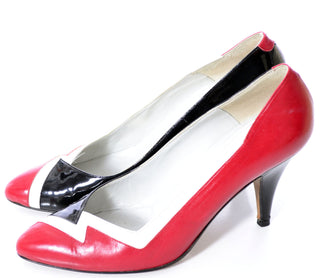 Andrew Geller Red Black and White Patent Leather Shoes 8.5 AA - Dressing Vintage