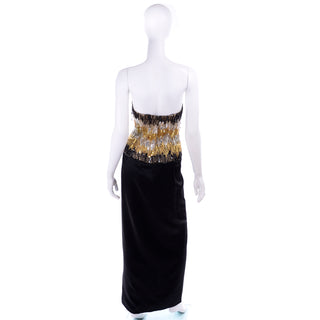 Ann Lawrence Vintage Gold Silver Black Beaded Dress