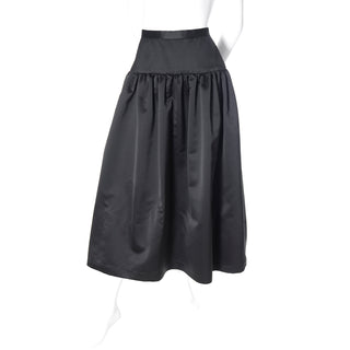 1980s Anthony Muto Vintage Black Satin Skirt
