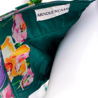1980s Arnold Scaasi Vintage Dress Off Shoulder in Floral Organza Green silk back zipper